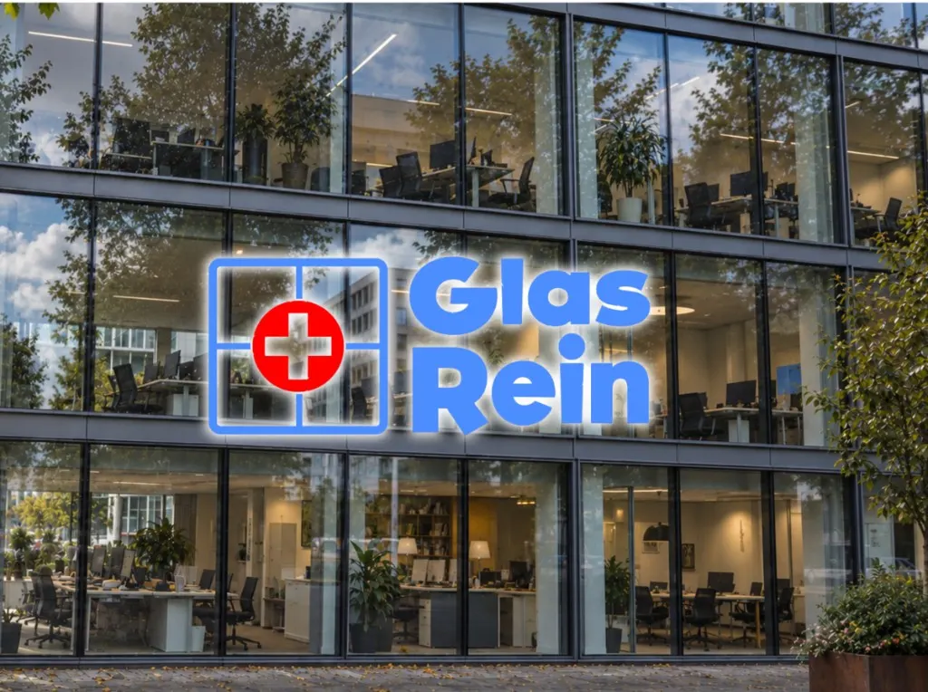Glass office facade in Lucerne after commercial window cleaning